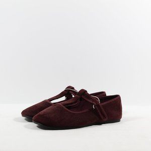 Zara Kid's Flat Velvet Shoes - Burgundy Red 13.5US / 31EU